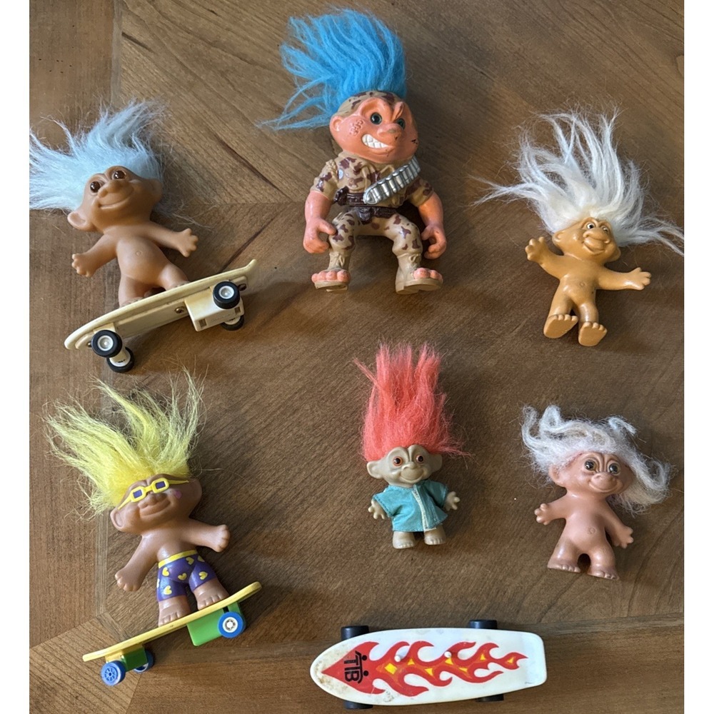 Lot of 6 1990s Vintage Hasbro Tyco Battle Trolls General Skateboard